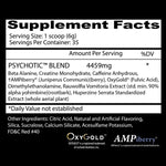 PSYCHOTIC AMPiberry INFUSED PRE-WORKOUT POWERHOUSE BLACK. 35 SERVS. FRUIT PUNCH.