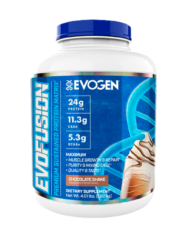 EVOFUSION PREMIUM SUSTAINED PROTEIN MATRIX. 4.6 LBS. CHOCOLATE SHAKE.